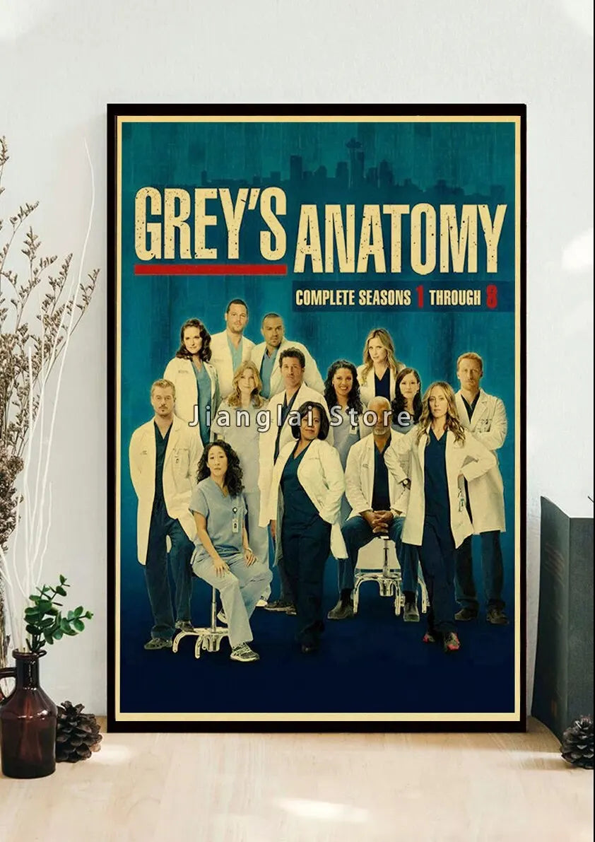 No-EN-Name-Null Unframed Printed Polyester Canvas Anime Cartoons-Movie-TV-Pop Culture-Life Changes In A Heartbeat Greys Anatomy Style Wall Art Posters/ Colors-Multicolor/Black/Beige/White/Gray/Gold/Floral