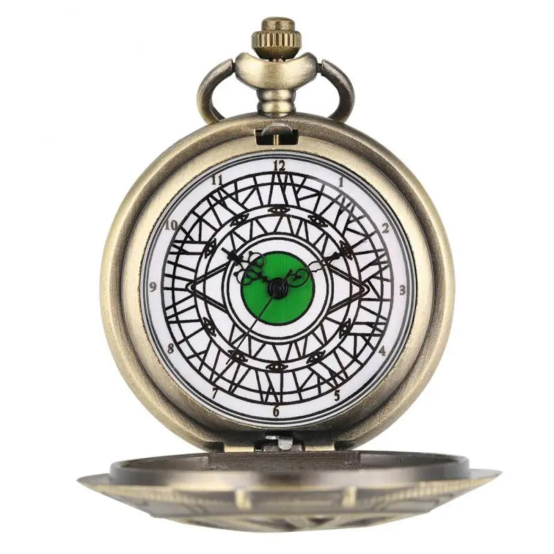 MARVEL Adults Quartz Analog Display Antique Acrylic Face Movies Marvel Doctor Strange Retro Bronze Metal Alloy Oval Hollow-Out Eye Of Agamotto Design Chain-Pocket Watches/Colors-Black/Gold/Light Gray/Retro Bronze/Retro Gray
