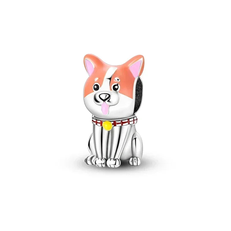 No-EN-Name-Null Women Sterling Silver Enamel Rainbow-Hot Air Balloon Design Fine Imitation Zircon Stone Glass Nuggets Beads Shaped Charms-Pendants/ Colors-Rainbow/Multicolor/Silver/Pink/Animal/Floral