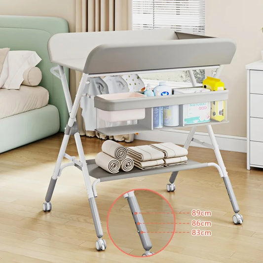 Babies-Toddlers Metal Frame Waterproof Portable Height Adjustable Collapsible Diaper Changing Tables/ Swivel Wheels/Drying Rack /Large Storage Options/Colors-Green/Gray/Pink/Blue/White/Ages: Newborn 0-3 Years Old