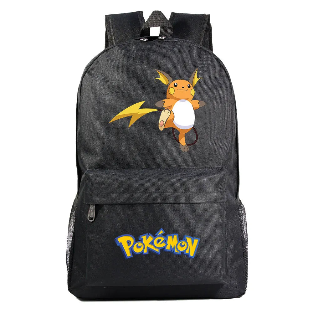 MINISO Kids Softback Waterproof Oxford Fabric Cartoon Anime Pokemon Design Adjustable Shoulder Straps-One Handle 15 Inch Laptop Single Compartment School Backpacks/Colors-Blue/Pink/Black/Multicolor