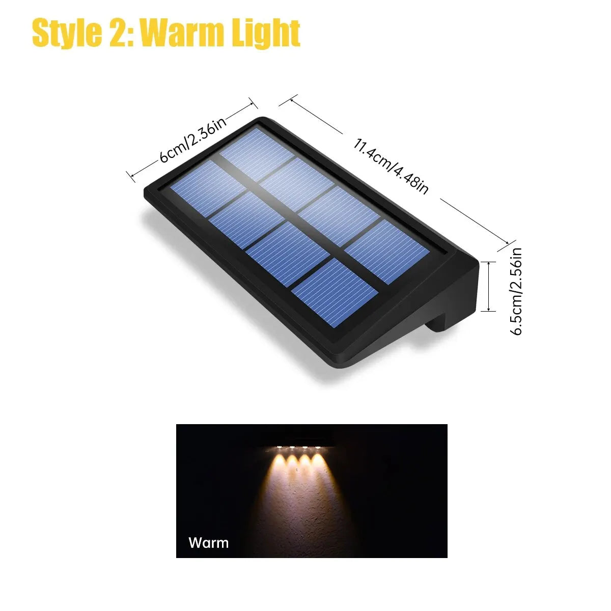 AMARYLLIS ART DECO Style Outdoor Waterproof Dimmable Warm White LED Lights RGB Changing Colors Black Rectangle Shaped Plastic Body Solar-Powered Lithium Battery Step Lights Landscape Pathway Lighting /Colors-Black/White/Multicolor