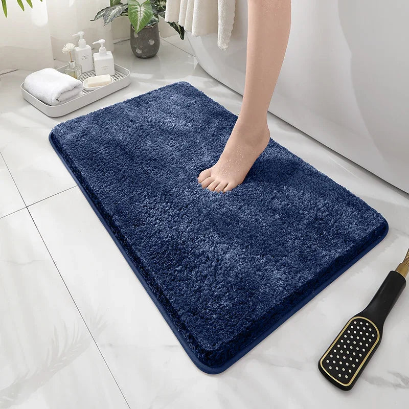 Soft Fluffy Waterproof Polyester Hand-Machine Washable Anti-Slip Fade Resistant Thick Plush Bathroom Mats/Colors-Gray/Beige/Pink/Brown/Red/Blue/Multicolor