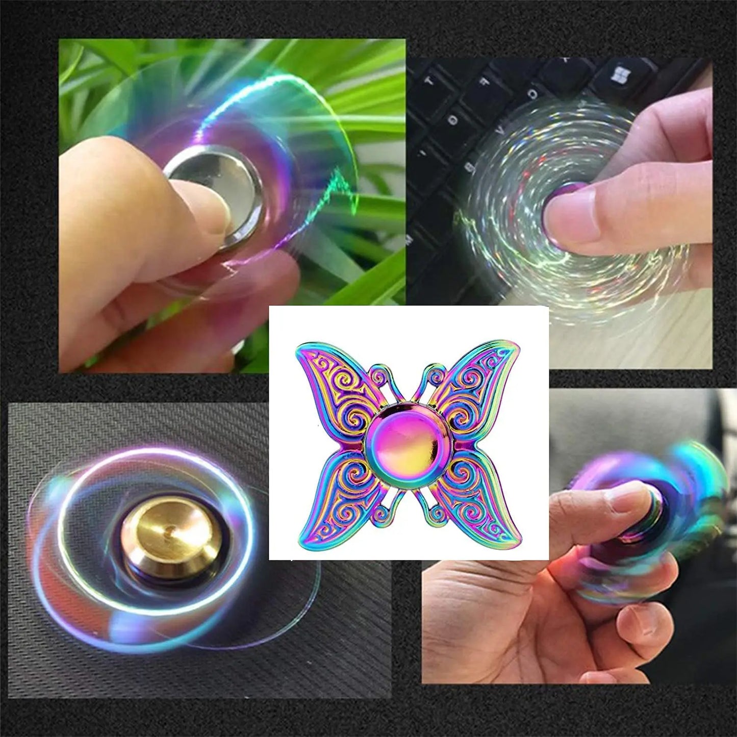 ZIRI Teen Adults Multicolor ABS Plastic-Metal Fidget Spinner Activity Toys/Ages: 13-18 Years Old + Older /Colors-Multicolor/Rainbow/Blue/Purple/Geometric/Pink/Gold