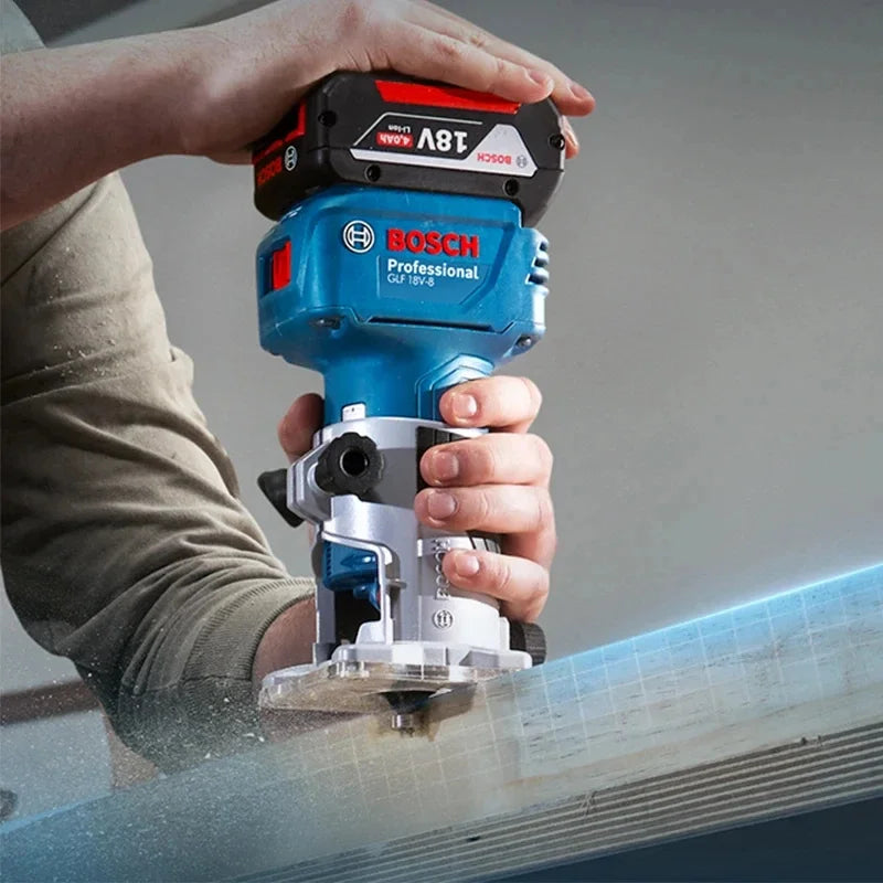 BOSCH Professional Grade Blue-Black-Gray Body 18V Battery-Powered Air-Flow Cooling Ventilation Design Cordless Brushless Wood Router Accessories /Colors-Blue/Black/Gray