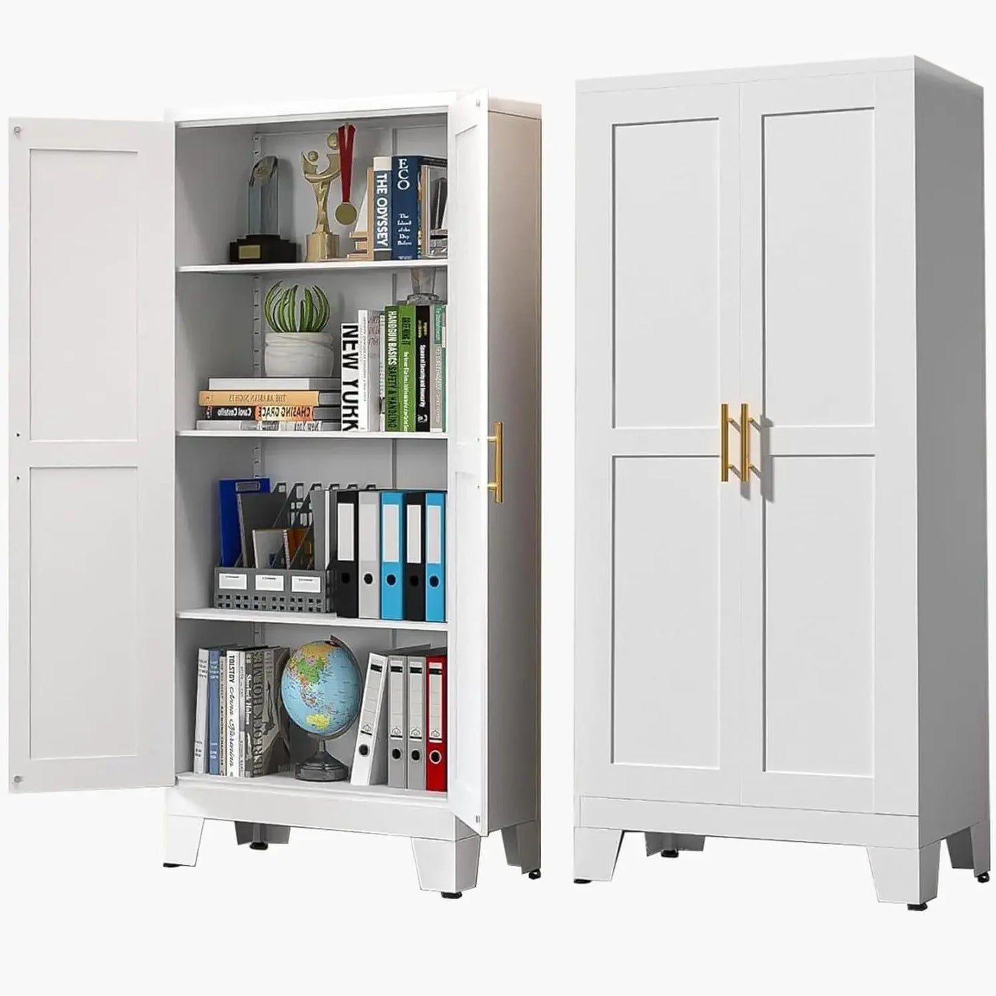 No-EN-Name-Null Modern Rectangle Large White-Black-Gray Two Door Storage Closet Adjustable Shelves One Hanging Steel Metal Rail Rod Two Sliding Drawers Armoire Wardrobes/ Size: 17.72"D x 31.5"W x 70.87"H