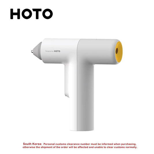 HOTO Home DIY Craft Indoor Handheld White-Gray-Yellow Body Lithium Battery-Powered Cordless Stainless Steel Metal Nozzle Easy-Flow Trigger-Feed Hot Glue Guns/Colors-White/Gray/Yellow/Multicolor