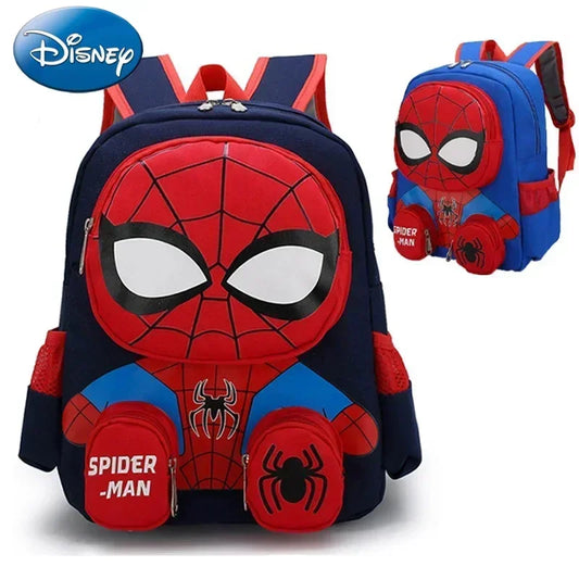 Disney's Kids Lightweight Cute Cartoon Anime Spiderman 3D Theme Multicolor Nylon Fabric Double Zippers Exterior Pockets Adjustable Shoulder Straps-Handle School Backpacks/Laptop Compartment/Colors-Red/Blue/Multicolor/Animal