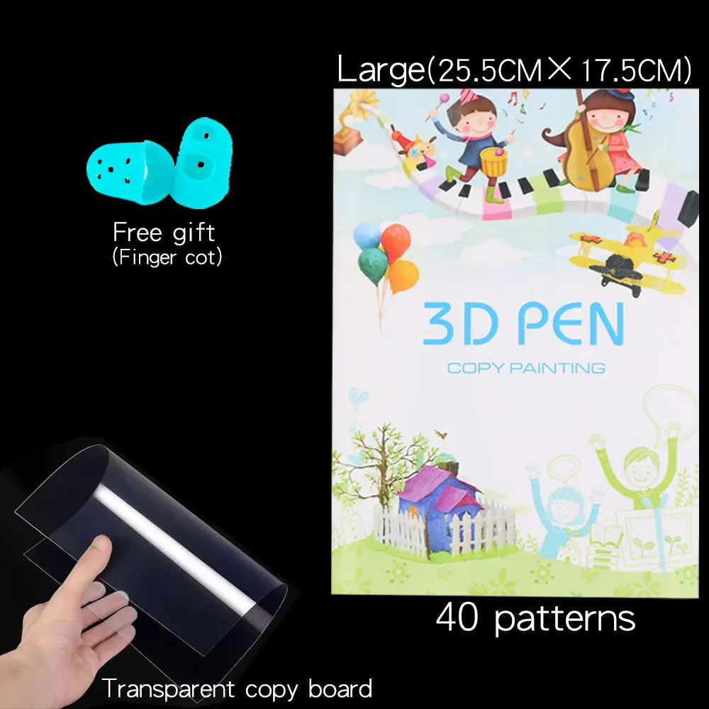 OENY School-Aged Kids Non-Toxic Plastic Cartoon Reusable Template Paper-3D Printing Copy Painting Books Art-Drawing Toys/2 Finger Caps/Colors-Floral/Multicolor/Ages: 6 Years Old-Older/3D Pen Not Included/22-Small-40-Large Patterns