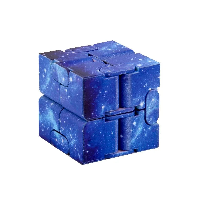 MEADE Teens-Adults Blue-Purple Plastic Square Transformable Twistable Fingertip Anti-Stress 3D Space Theme Flip Infinity Cube Mechanical Puzzle Toys/Ages: 13-18 Years Old Adults /Colors-Blue/Purple/Multicolor