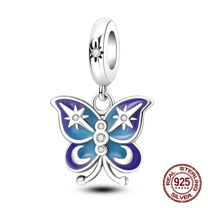 No-EN-Name-Null Women Sterling Silver Enamel Rainbow-Hot Air Balloon Design Fine Imitation Zircon Stone Glass Nuggets Beads Shaped Charms-Pendants/ Colors-Rainbow/Multicolor/Silver/Pink/Animal/Floral