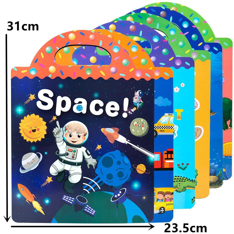 DATGO Parent-Preschool Kids Plastic-Vinyl Preschool Reusable Cartoon Copper Plate No-Tear Bubble Sticker Scene Paste Books Stickers-Sticker Machines /Ages :2 Years Old-Preschool Kids/Colors-Multicolor/Blue/Pink/Animal