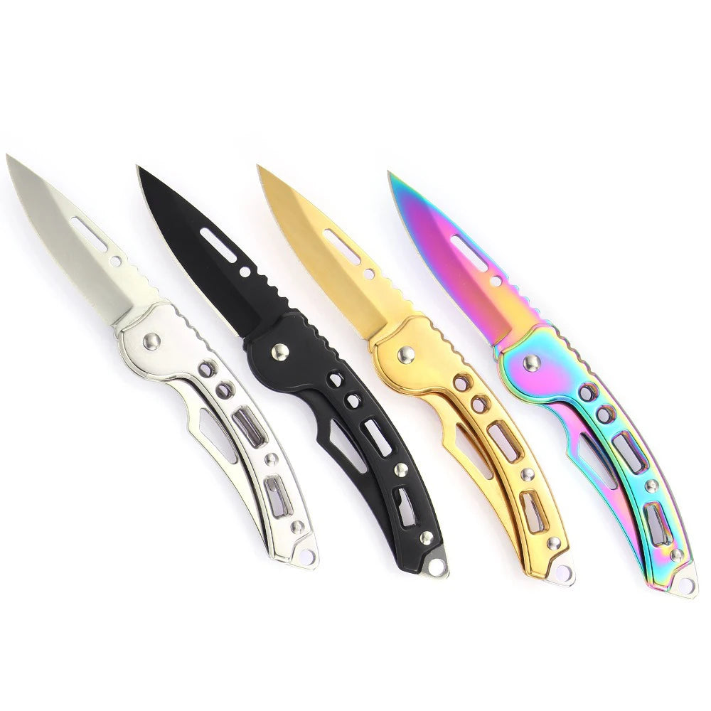 Outdoor DIY Woodworking Multicolor Clip Point EDC Silver Stainless Steel 3-4 Inch Foldable Blades Pocketknives Ordinary Keychains/Colors-Black/Silver/Gold/Multicolor