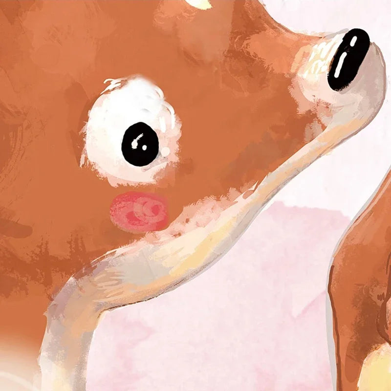 JIADOU Modern Kids Waterproof Canvas Customized 3D Cartoon Baby Deer-Rabbits In A Umbrella Self-Adhesive Photo Print Peel-Stick Mural Wallpaper/Requires Paste/Peel-N-Stick/Requires Paste