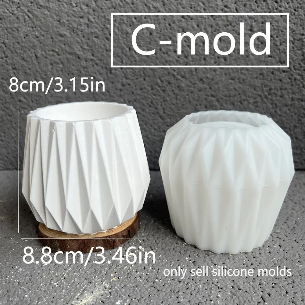 No-EN-Name-Null Small Geometric White Round Ceramic-Like Flowerpot Silicone Milky White Craft Molds