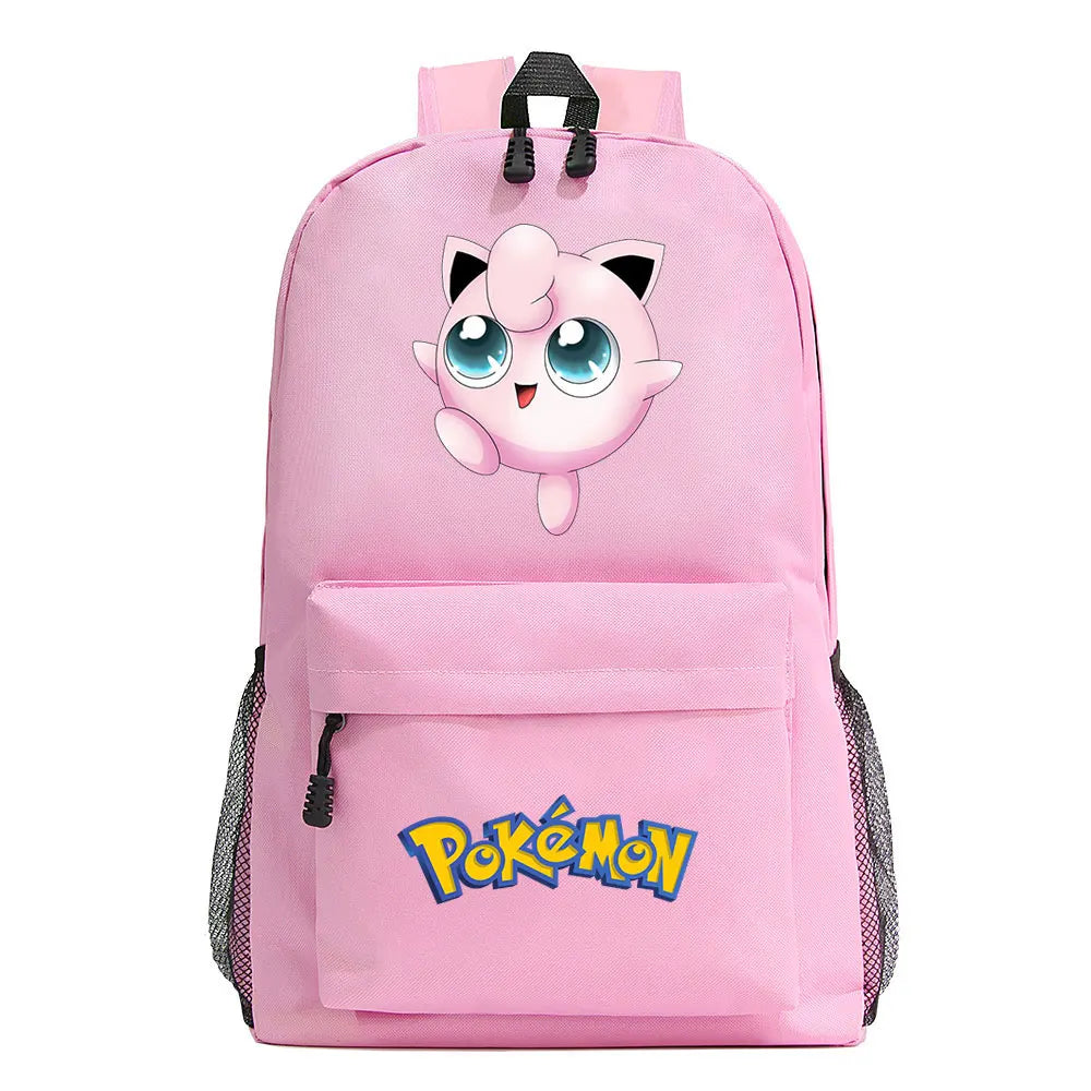 MINISO Kids Softback Waterproof Oxford Fabric Cartoon Anime Pokemon Design Adjustable Shoulder Straps-One Handle 15 Inch Laptop Single Compartment School Backpacks/Colors-Blue/Pink/Black/Multicolor