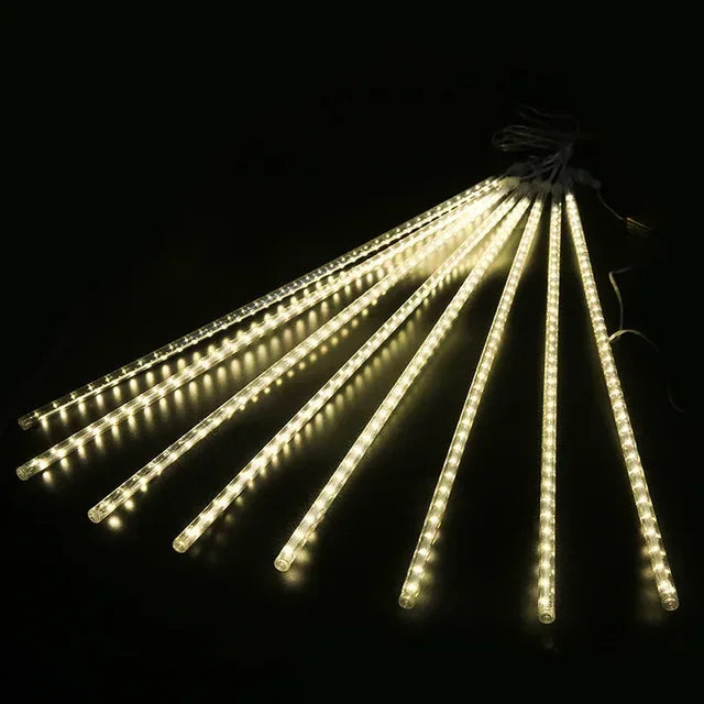 No-EN-Name-Null Outdoor Garden Waterproof RGB Multicolor LED Lights Plastic Shell Solar-Powered Realistic Meteor Shower Long Raindrops Design Light Ropes-String Lights/Colors-Clear/Blue/Red/White/Multicolor