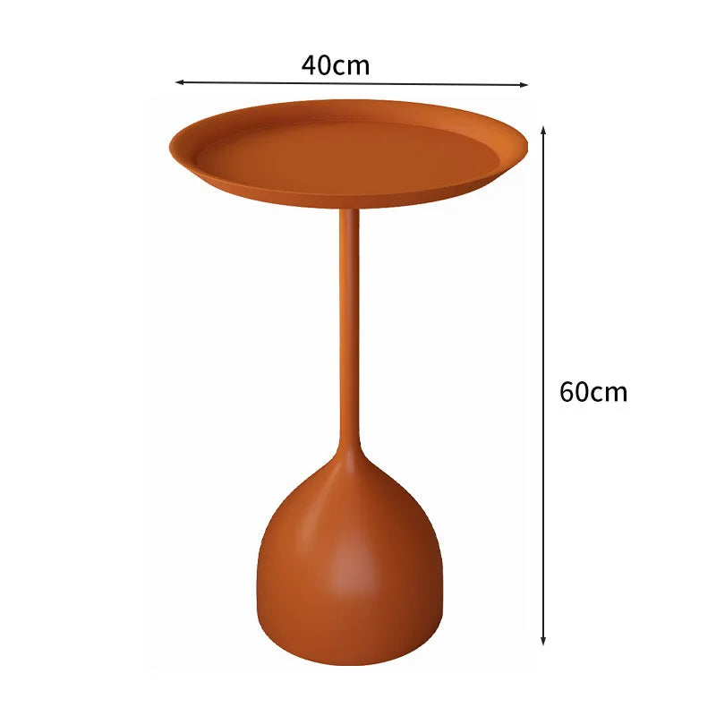 No-EN-Name-Null Modern Small Round Top-Wrought Iron Metal Base Mobile Coffee Tables/Colors-White/Light Brown/Yellow/Orange/Black/Royal Blue/Dark Blue/Size: 62 x 42 x 35cm