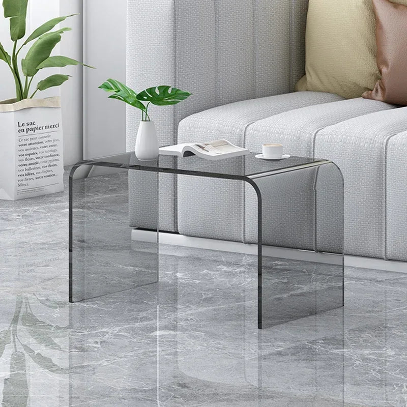 No-EN-Name-Null Modern Morocco Artistic U-Shaped Acrylic Glass Coffee Tables/ Size: 30cm x 30cm x 65cm/Colors-Clear Transparent/Amber/Smoky Gray/Orange