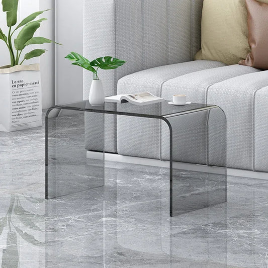 No-EN-Name-Null Modern Morocco Artistic U-Shaped Acrylic Glass Coffee Tables/ Size: 30cm x 30cm x 65cm/Colors-Clear Transparent/Amber/Smoky Gray/Orange