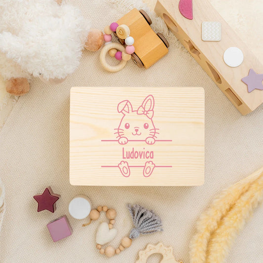 Unisex DIY Craft Animals-Floral Babies-Kids All Ages Customized Nature Wood Retro Lock Durable Metal Hinges Personalized Name Keepsake Boxes