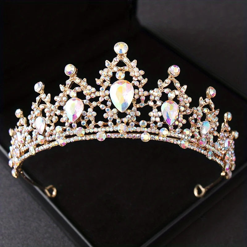 Adult Women Handmade Zinc Alloy Crystal-Rhinestone Bridal Hair Tiaras/Colors-Silver/Red/Blue/Gold/Pink/Floral