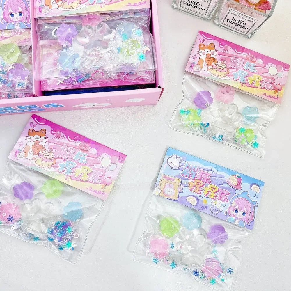 CHUTAI Teens-Adults Soft Non-Toxic Silicone Glow-In-The-Dark Clear Transparent Cartoon Anime Cat Paws Animal Squeeze Activity Toys /Ages: 13-18 Years Old Adults/ Colors-Clear/White/Green