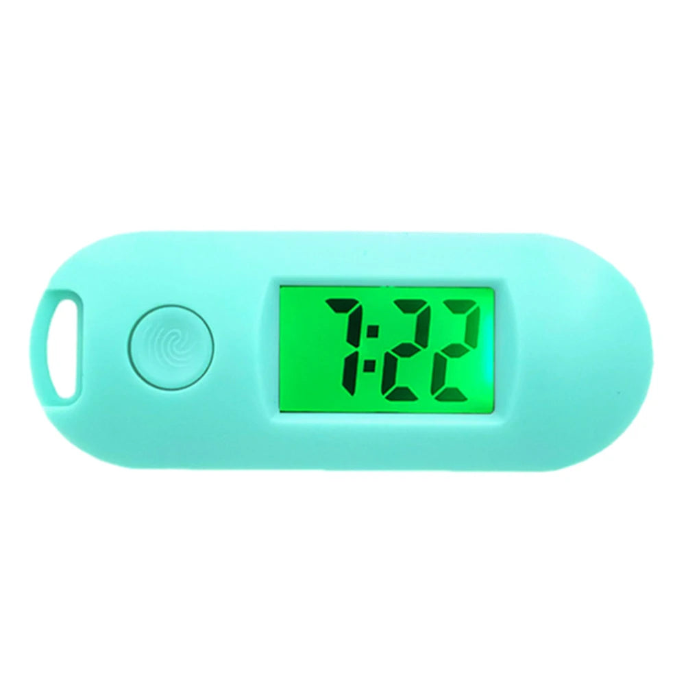 No-EN-Name-Null Adults Mini Compact Curved Edges Long Rectangle Pink Plastic Shaped Luminous Digital Display Keychain Electronic Pocket Watches/Colors-Grey/Blue/Pink/Black/Green/White