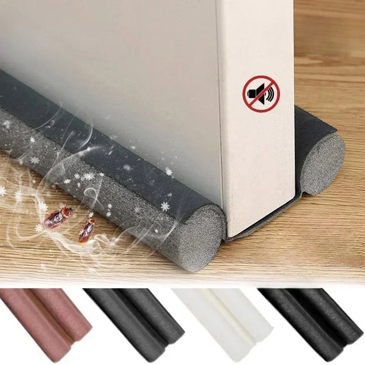 Non-Adhesive Adjustable Velvet Fabric Cuttable Round EVA Full-Half Cover Foam Under Door Sound-Proof Washable Cut-Off Air Flow Sealing Strips/Keep Bugs Out/Colors-White/Gray/Brown/Black