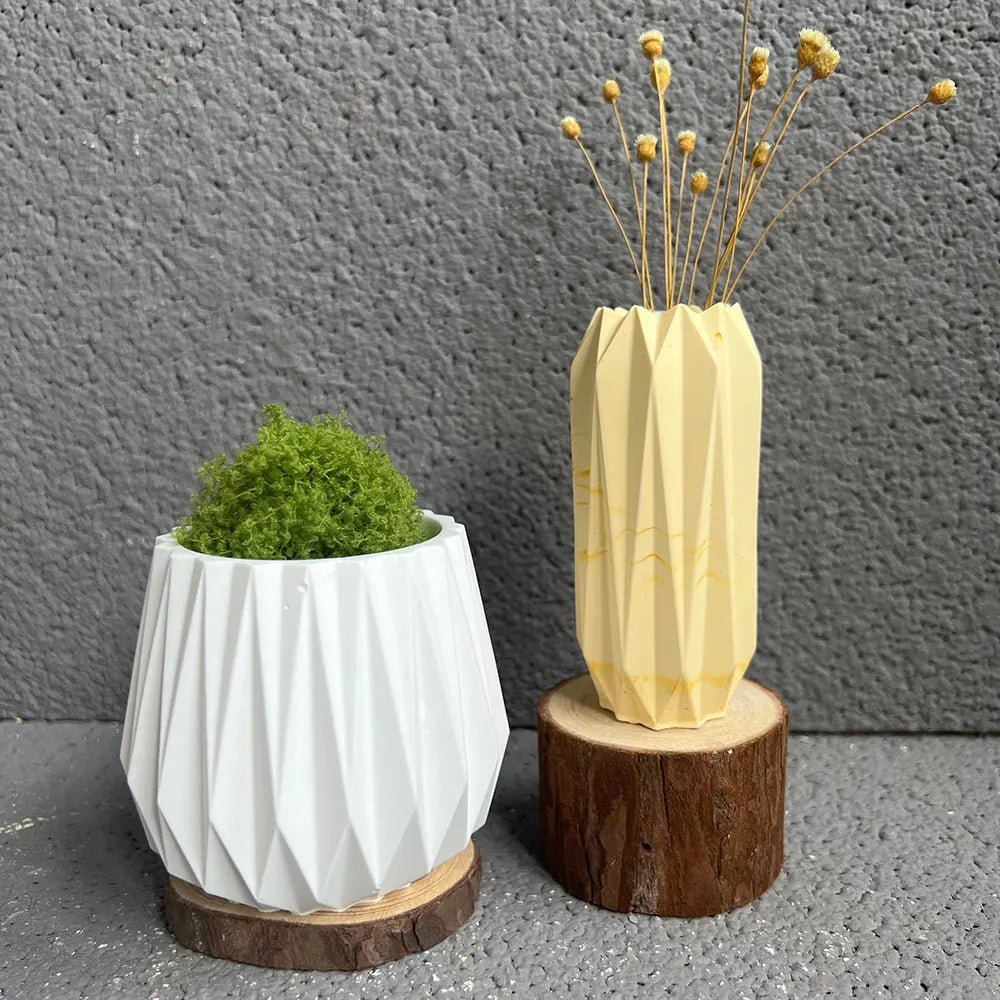 No-EN-Name-Null Small Geometric White Round Ceramic-Like Flowerpot Silicone Milky White Craft Molds