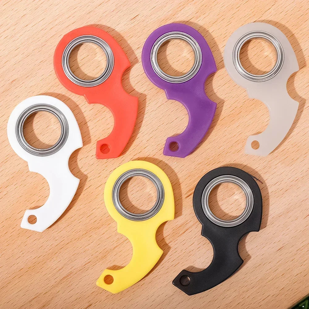 GSF Kids-Adults Multicolor Plastic Round Metal Ring Keychain Spinner Toys/ Ages : 6-18+Years Old/Colors-Black/Blue /Red/Green