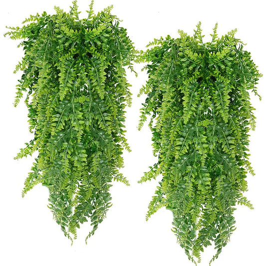 Artificial Green Persian Fern Plastic Non-Flowering Hanging Garland Vine Leaf Plants