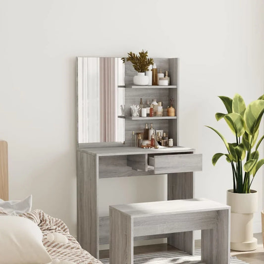 Sonoma Gray Acrylic Mirrored Modern Vanity Makeup Tables/Size: 74.5x40x141 cm/
