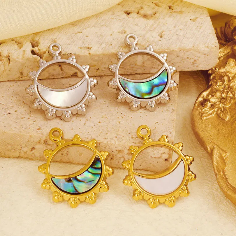 4-5PCS Women Imitation Geometric Stainless Steel Natural Crescent Moon/ Sun/ Heart Pendants