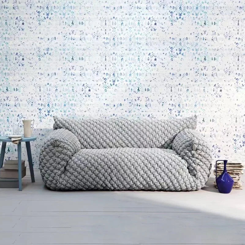 ZISIZ Modern Medium Soft Firmness U-Shaped Klein Fat Blue Soft Plush 3D Knitted Fabric Cushion Solid Wood Frame-Feet Loveseat Sofa Chairs/Colors-Burberry Green/Space Silver Gray/Reluctant Workaholic/Light Gray/Bright Turmeric/Crimson Dark Red