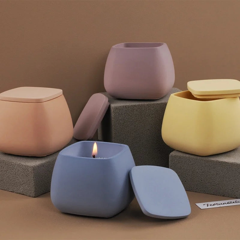 SILIKE LUFEI Small Square Shaped Candle Cup-Lid Silicone DIY Milky White Craft Molds