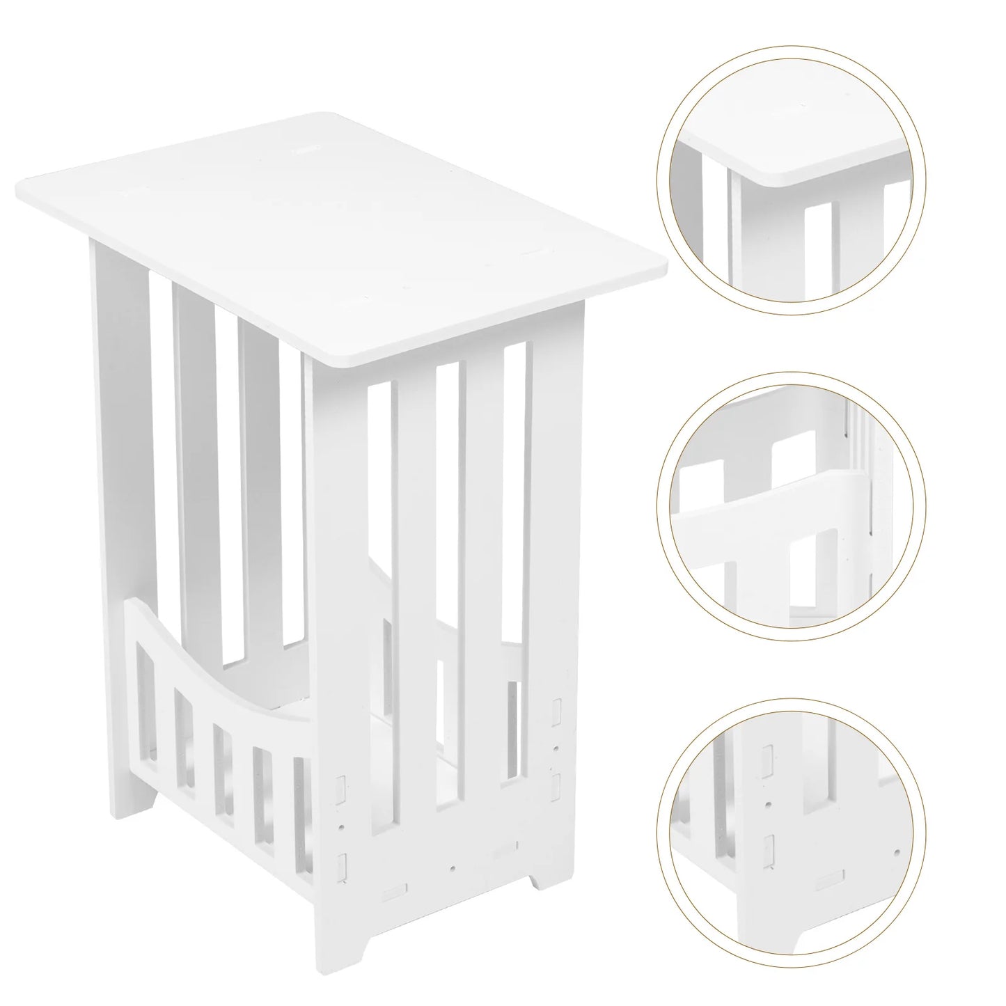 No-EN-Name-Null Modern Small White Rectangle Top-Narrow Plastic-Wood Boho Storage Shelves Nightstands/Size:40.cm X 32.cm X 20.cm/15.72 X12.58 X7.86in