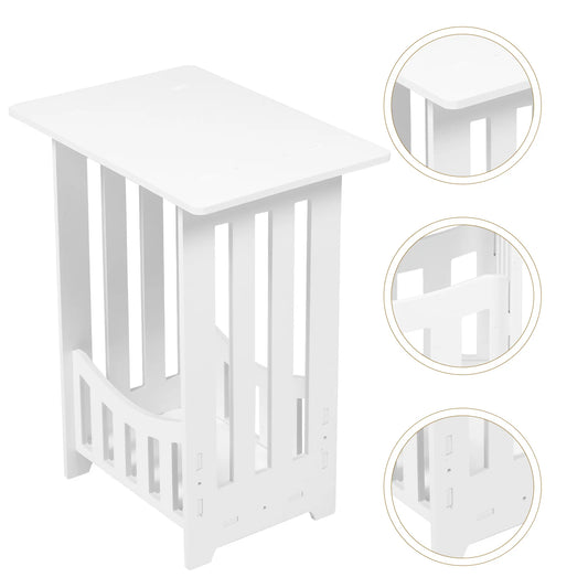 No-EN-Name-Null Modern Small White Rectangle Top-Narrow Plastic-Wood Boho Storage Shelves Nightstands/Size:40.cm X 32.cm X 20.cm/15.72 X12.58 X7.86in