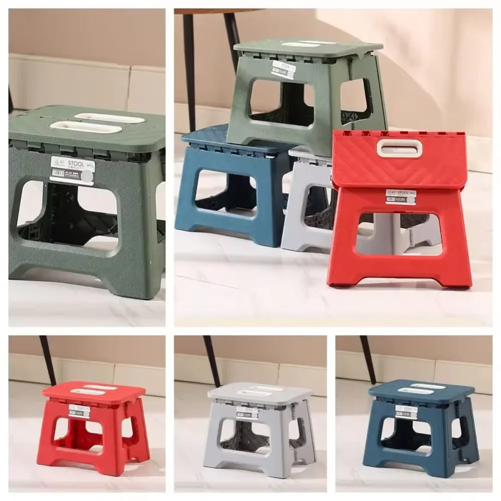 No-EN-Name-Null Modern Square Lightweight Plastic Folding Step Stools / Colors-Red/Blue/Green/ Grey/Size: 22.5x18.19cm(8.86x7.16in)