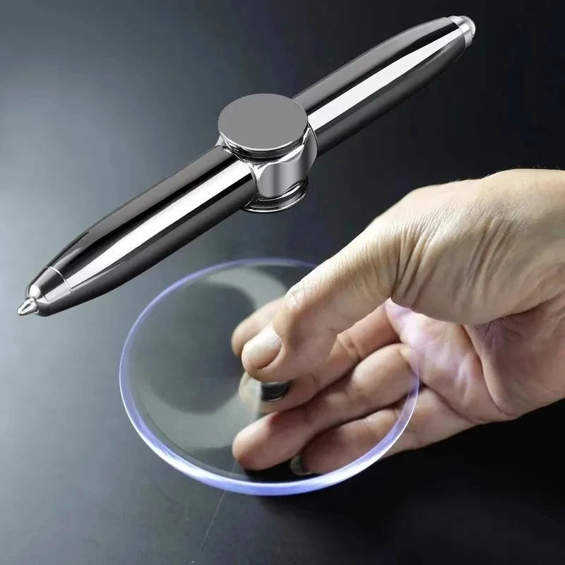 Gyro Metal Multi-Function Stress-Anxiety Relief LED Spinning Ballpoint Pen Fidget Toys/14-18 + Years Older/ Colors-Blue/Red/Silver/Gold/Black