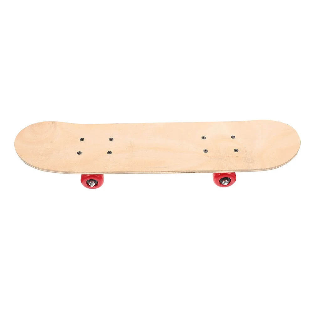 No-EN-Name-Null Outdoor Men-Boys Beginner DIY Blank Wood Deck Flat-Plate Stainless Steel-PVC Skateboard Longboards /Colors-Light Brown/Beige/Black/Red