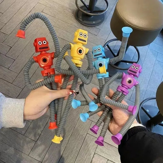 4 PCS Set Plastic Multicolor Suction Cup Funny Robot Telescopic Stretchable Anxiety-Stress Relief Fidget Toys/Ages: 9-18 Years Old Adult/Multicolor/Animal