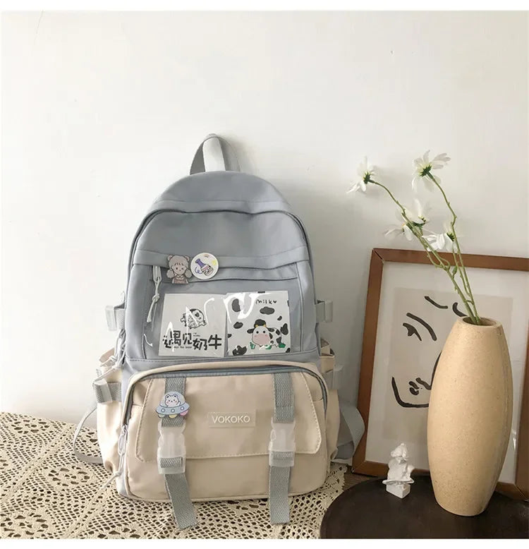 VONMONAN Women Waterproof Pink Nylon Fabric Clear Transparent Window Kawaii Cute Animal Design Zippers External Pockets Polyester Lining Single Compartment Shoulder Straps-Handle School Backpacks/Colors-Pink/Red/Green