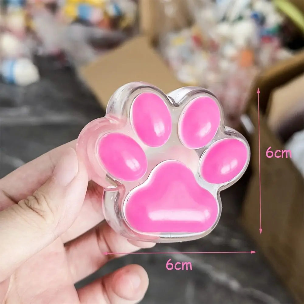 No-EN-Name-Null Kids Clear Transparent-Pink-Black Kawaii Cat Paws Pinch Squeeze Squishy Toys / For Ages: 6-18 Years Old/Colors- Black/Pink
