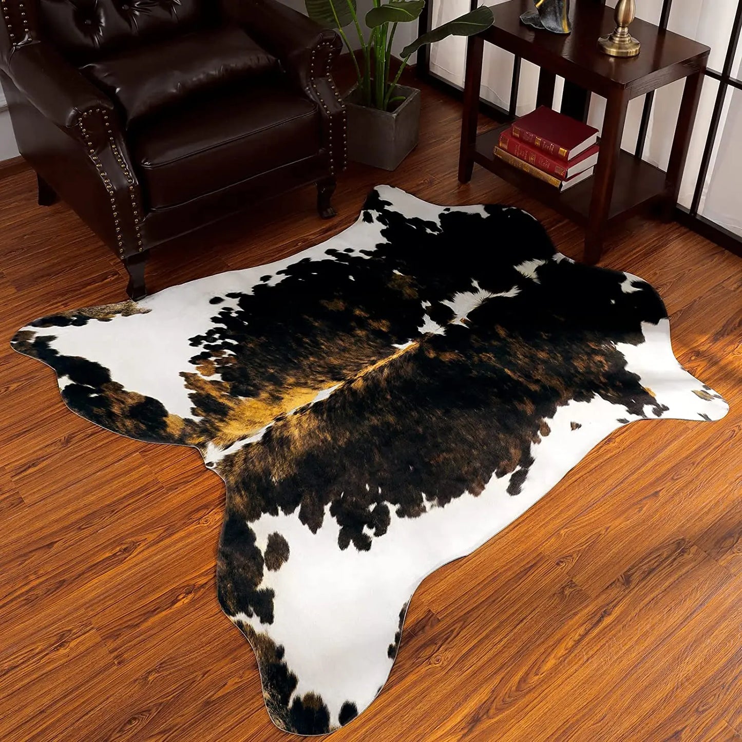 No-EN-Name-Null Indoor-Outdoor Modern Cowboy Theme Hypoallergenic Rectangle Shaped Nylon Soft Rustic Faux Cowhide Animal Printed Washable Synthetic Non-Slip Suede Backing Rugs/Colors-Multicolor/Animal
