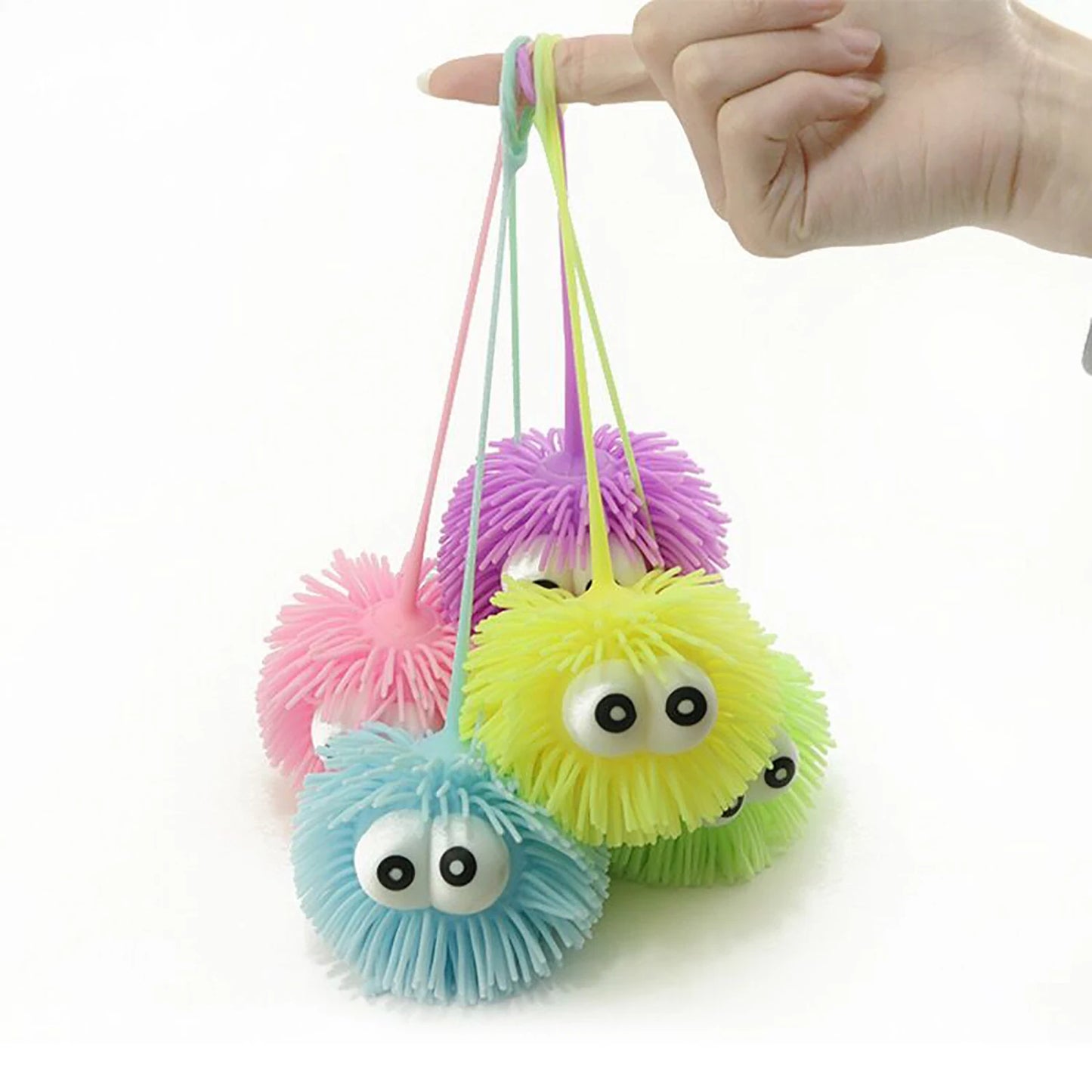 No-EN-Name-Null Large Lighting Up Soft Plush Rubber Protruding Bulging Eyes Multicolor Round Shaped Bouncy Balls/Colors-Purple/Green/Yellow/Blue/Multicolor/3-18 Years Old-Adults