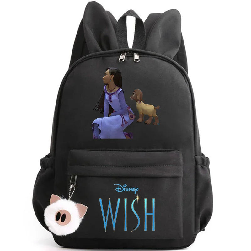 Disney Kids Cute Cartoon Wish Movie Large Waterproof Pink Nylon Fabric School Backpacks