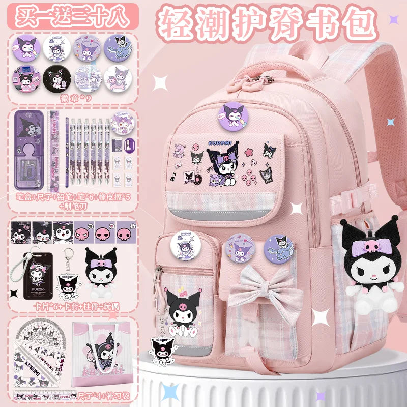 Kids Cute Cinnamon Dog Cartoon Polyester Backpacks /Air Cushion Belt /Reflective Stripe /Nylon/Built-In Compartment/Straps/Handles/Colors-Pink/Purple/Black/Blue/Animal