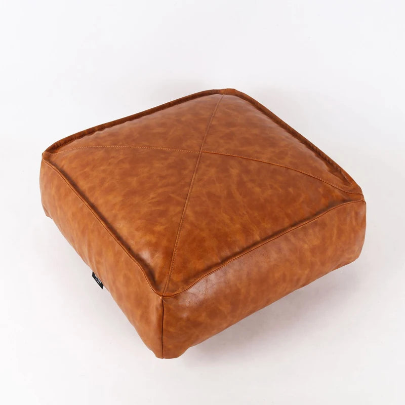 No-EN-Name-Null Modern Moroccan Square Cotton-Polyester-Feathers Fillers Synthetic Faux Leather Upholstery Removable Ottoman Pouf COVERS /Colors-Brown/Green/Gray/Blue/Geometric