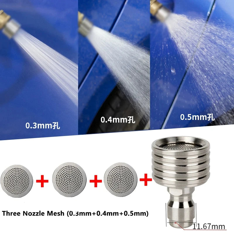 Outdoor Finger-Grip Handle Silver Stainless Steel 1/4 Quick-Connect Washing Shower High Pressure Washing Nozzles